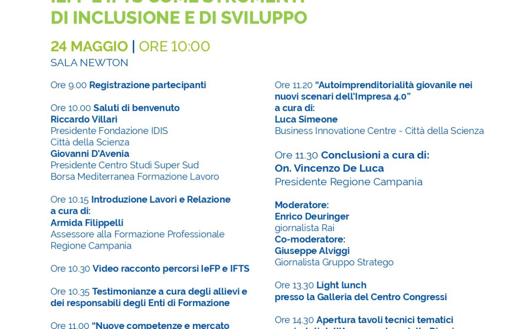 ASSOFOR promuove l’evento ‘Formazione Professionale: IEFP e IFTS come strumenti di Inclusione & Sviluppo’